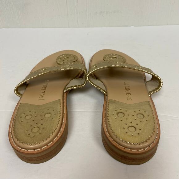 Jack Rogers Leather Thong Gold Metallic Sandals Shoes Size 8.5 - Picture 6 of 11